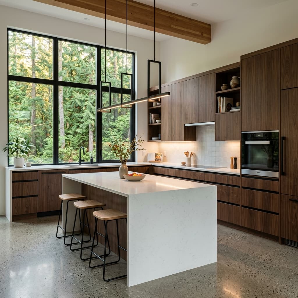 Modern Minimalist Kitchen with quartz countertops