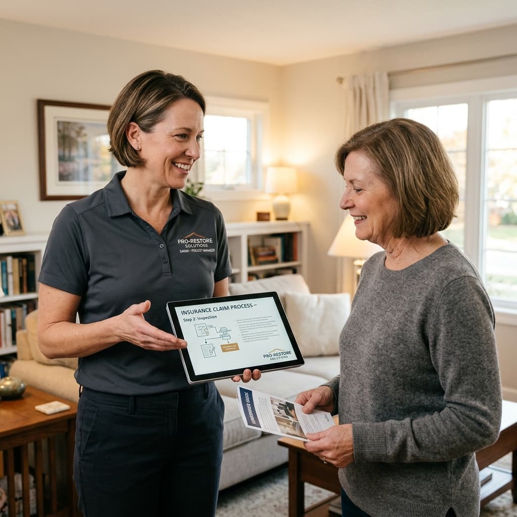 Express Restoration manager explaining water damage insurance claim